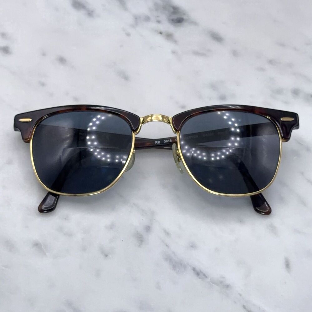 Ray-Ban RB3016 Clubmaster W0366 Tortoise Gold Sun / Eyeglasses Frames Only 49-21 - Picture 2 of 12